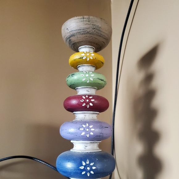 Multi colored rustic candle holder - Picture 1 of 2